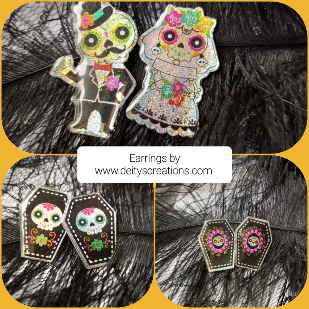 Halloween /gothic sugar skull coffin earrings sets E04